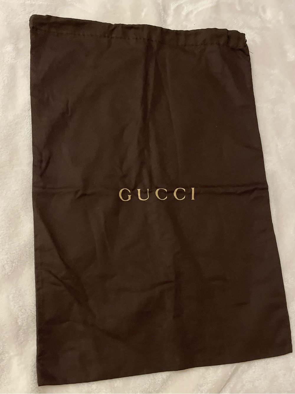 Authentic Gucci Brown Cotton Drawstring Dust Bag Large 17x12 Luxury Storage